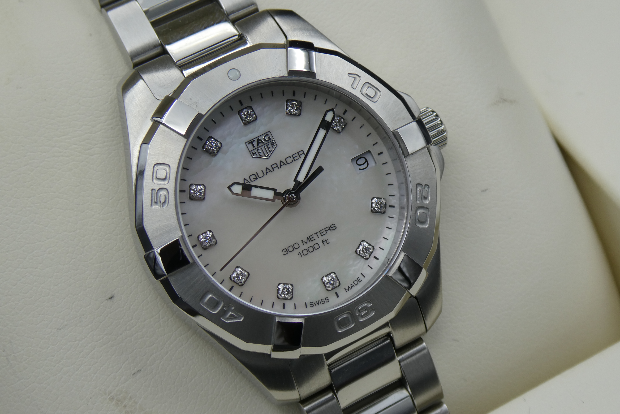 Tag Heuer Aquaracer Ladies MOP diamond bezel watch – WBD1314