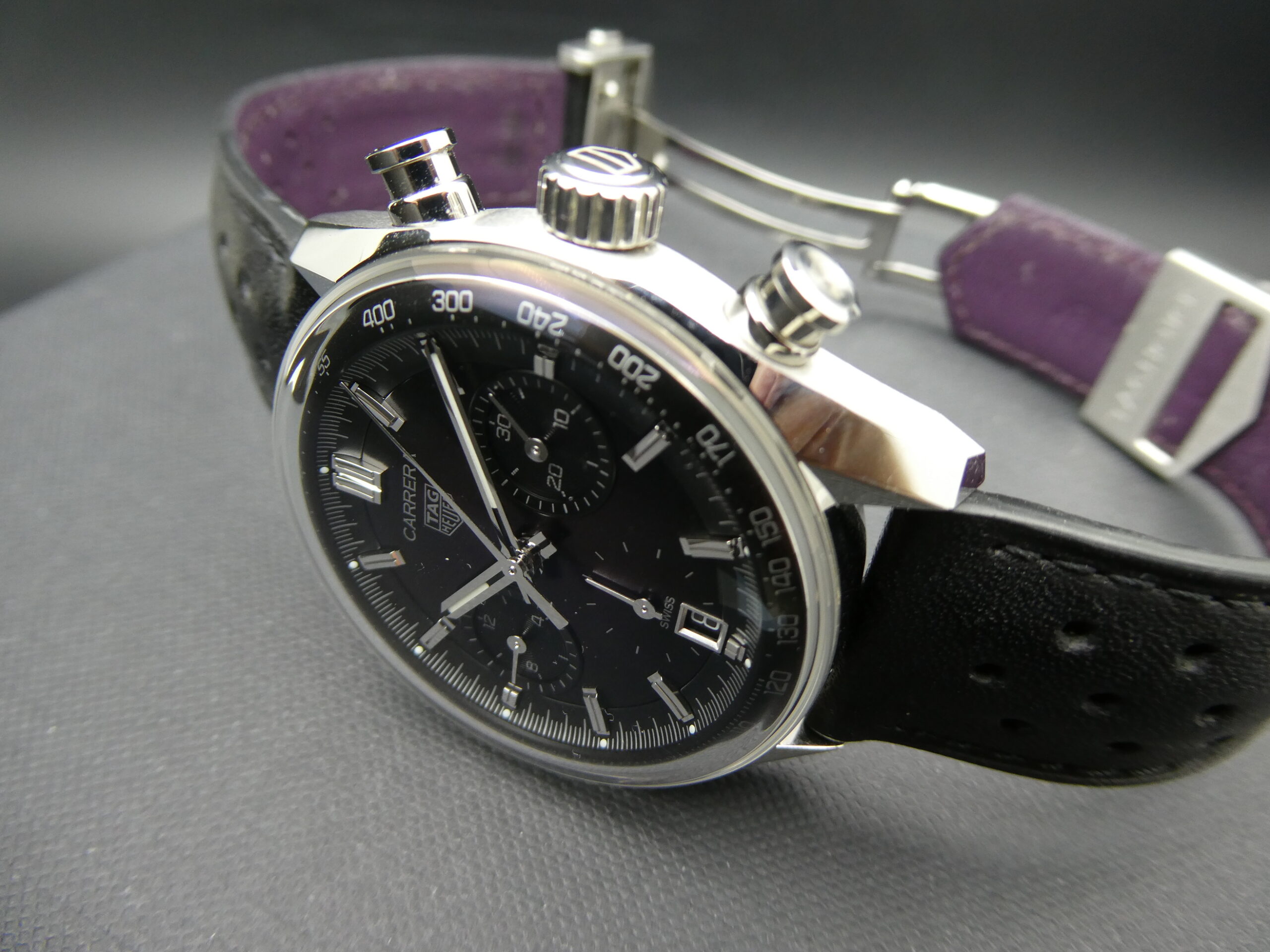 Tag Heuer Carrera Glassbox 39mm Purple dial Chronograph CBS2219 - Image 5