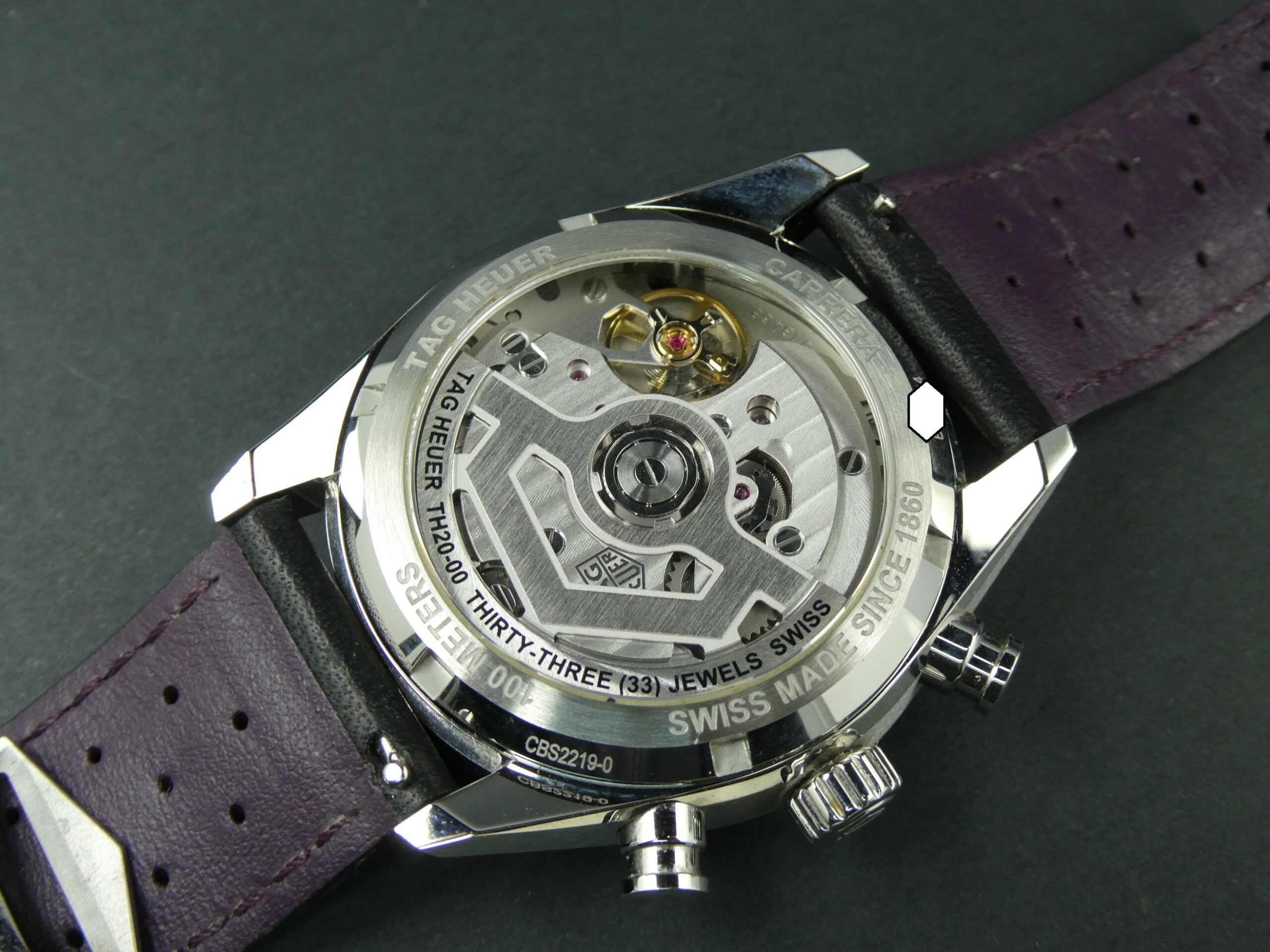 Tag Heuer Carrera Glassbox 39mm Purple dial Chronograph CBS2219 - Image 10
